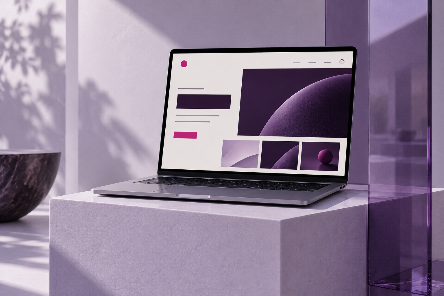 Ordinateur présentant une composition web épurée